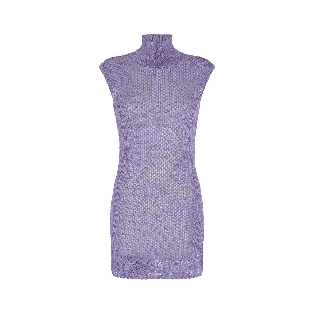 Mozhdeh Matin Net Mini Dress Lavender