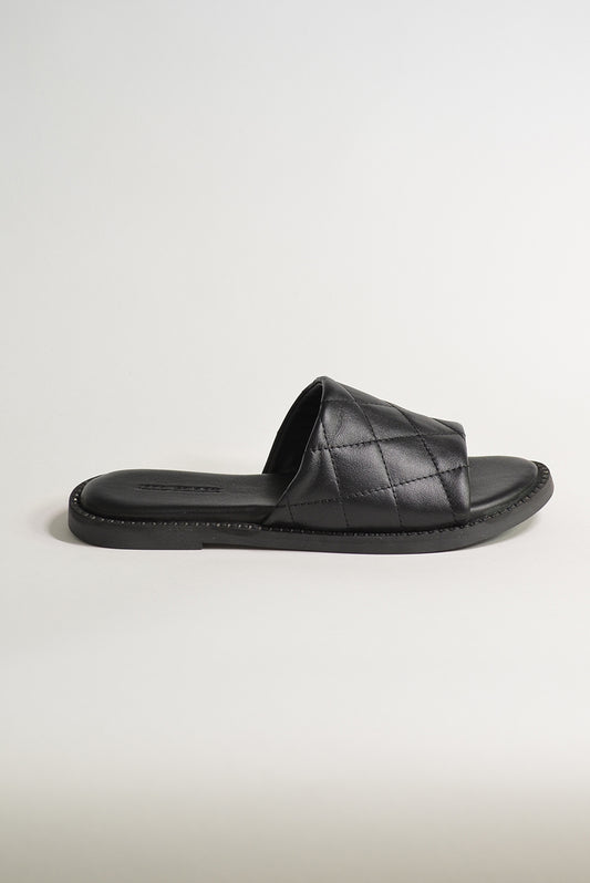 All Black Quilted Slide