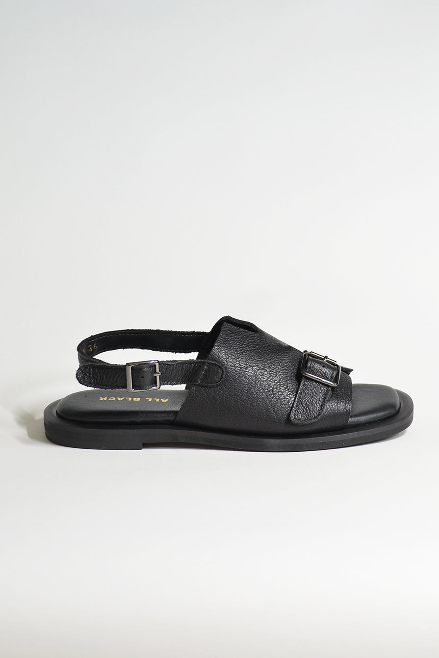 All Black Low Belt Sandal