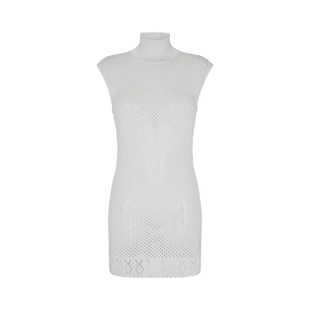 Mozhdeh Matin Net Mini Dress Ivory