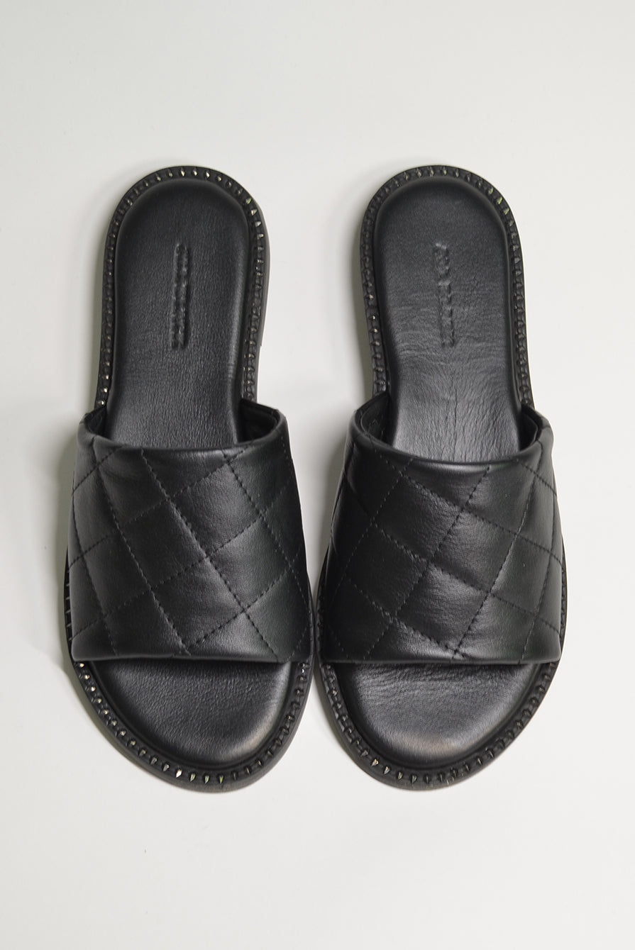 All Black Quilted Slide