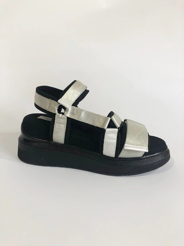 Suzanne Rae Velcro Sandal White and Black