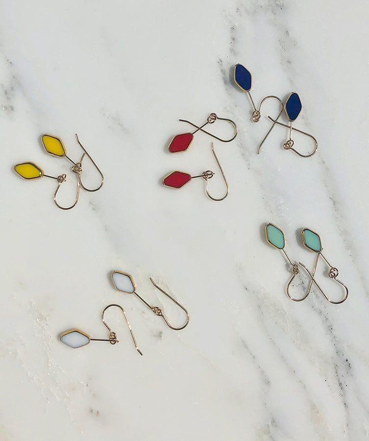 I. Ronni Kappos Small Diamond Shape Drop Earrings - more colors available
