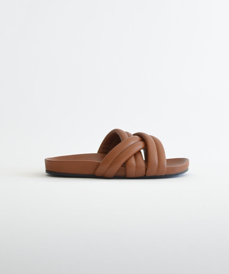Slow and Steady Wins the Race Triple Strap Slide Cognac