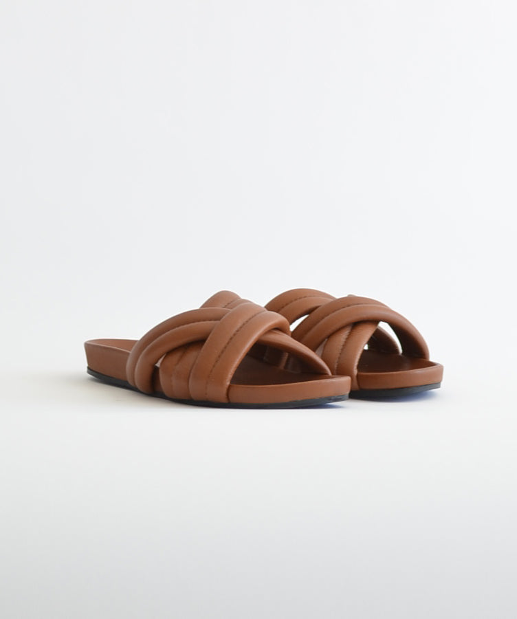 Slow and Steady Wins the Race Triple Strap Slide Cognac