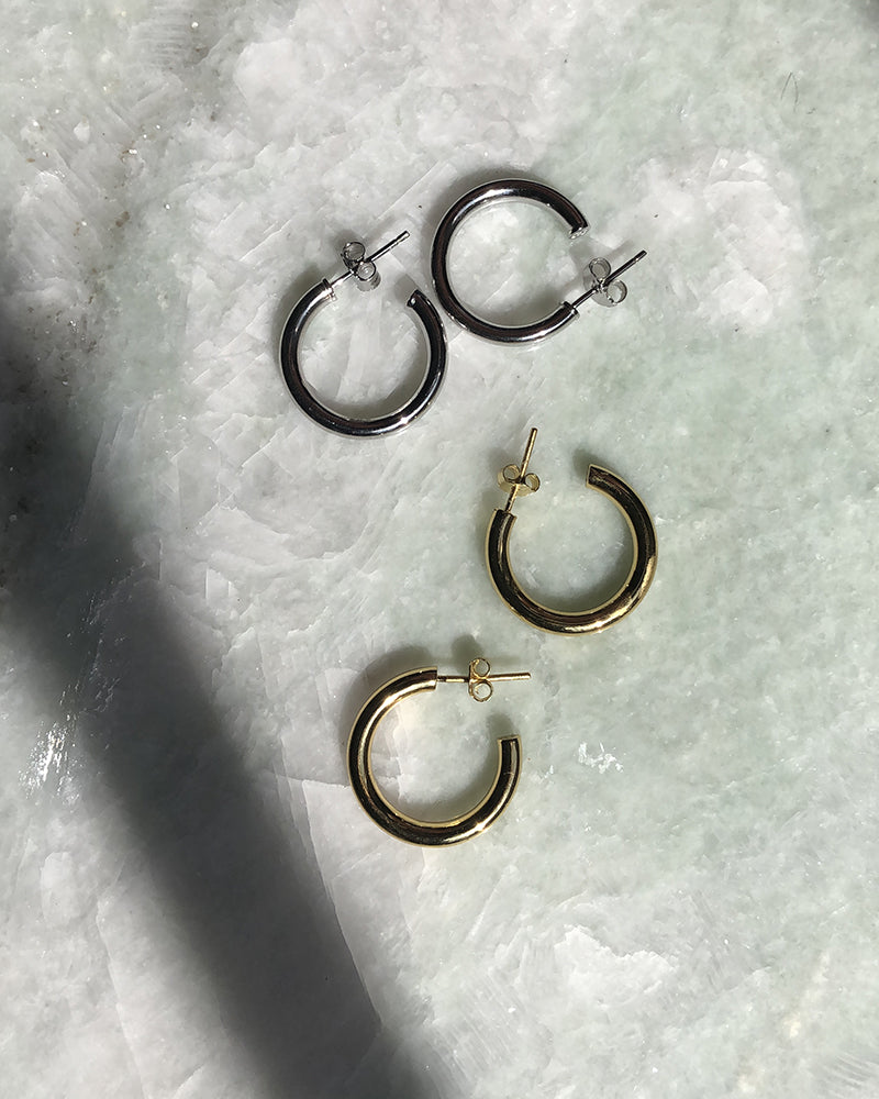 Machete Mini Gold And Silver Hoop Earrings