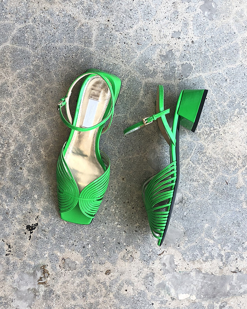 Suzanne Rae 70's low sandal neon green- LAST PAIR